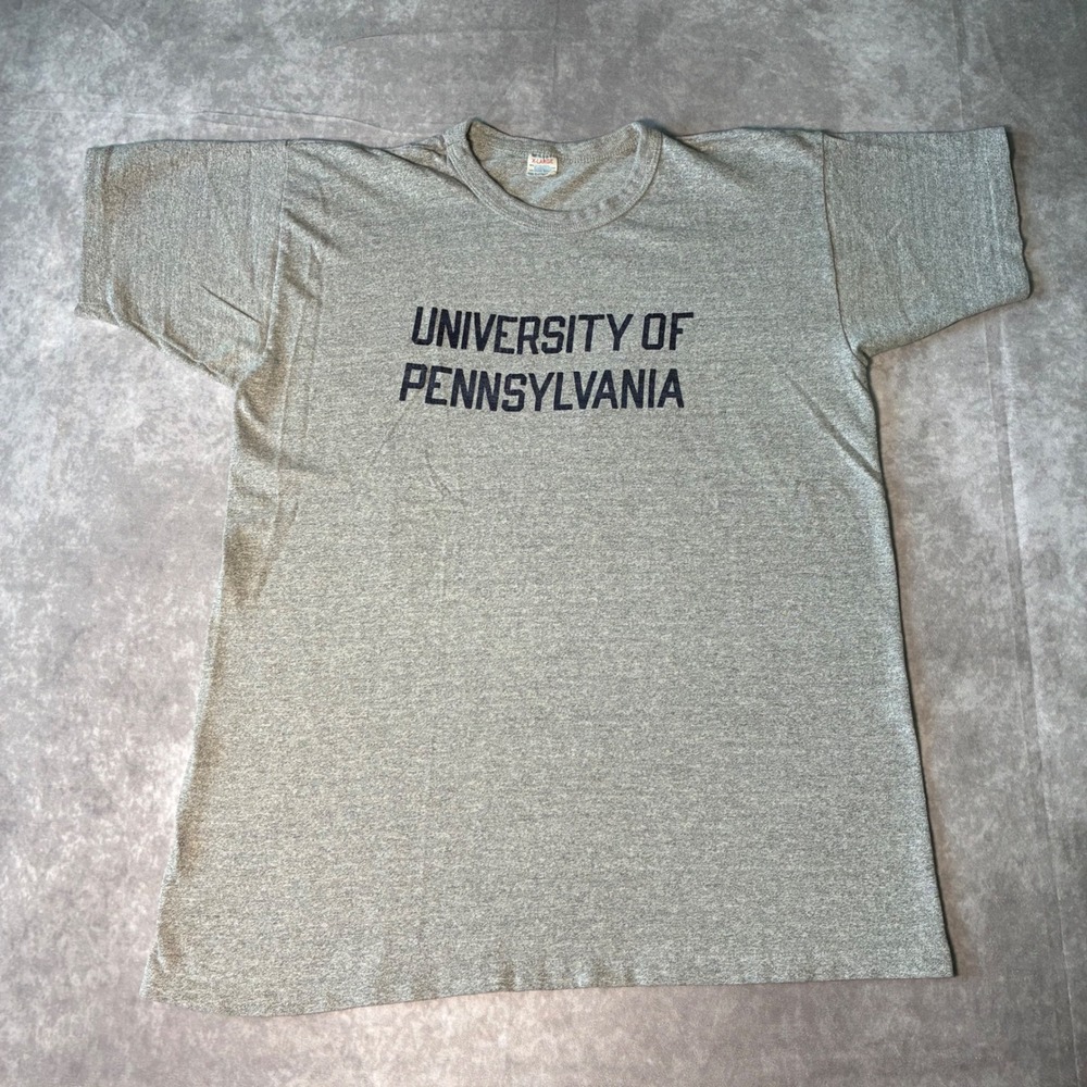 Vintage Champion University of Pennsylvania T-Shirt XL Gray 88/12 Made in USA